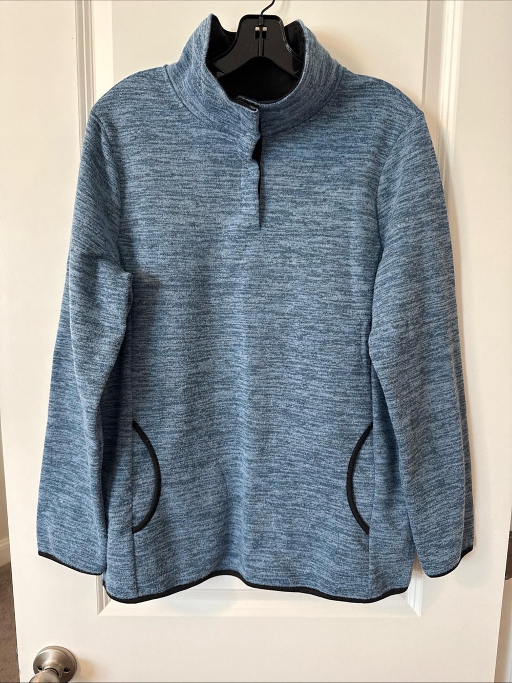 Cozy Blue Heather Quarter-Zip Pullover Sweater
